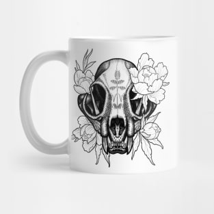 Bob Cat Skull with Flowers Mug